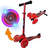 DEEPER 3輪キックボード ツイストスクーター D-TC 光るLEDタイヤ ブレーキ付き 対象年齢3歳以上 (レッド)