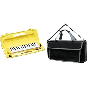 KC 鍵盤ハーモニカ (メロディーピアノ) イエロー P3001-32K/YW + 鍵ハモバッグ[Black/Grey] 付属セット