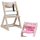 子供用ダイニングチェアー 「マジカルチェアーセット（椅子本体ホワイトウォッシュ色＋クッションピンク色）」 木製ベビーチェアー グローアップチェア 専用クッション付き オリジナルハイチェアー