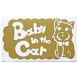 ゴールド（金） 犬 ヨークシャテリア ネクタイ Baby in the car ベビー イン ザ カー ベビーインカー ステッカー 窓ガラス用シールタイプ...