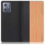 LOOF NATURE 本革 天然木 手帳型 スマホケース for motorola moto g64 5G / moto g64y 5G 用 ケース カバー 手帳型ケース カード収納 マグネット付き ベルトなし [桜]