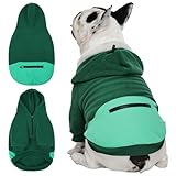IECOii 犬 パーカー ソフト 調節可能 防寒 フリース 犬服 背面に大容量ポケット付き 袖あり 犬 服 冬 室内外着用 中型犬 フレンチブルドッグ トイプードル グリーン M