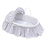 Cambrass Moses Basket with Frills and Hood (47 x 84 cm, Une Star Grey) by Cambrass