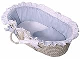 Hoohobbers Ruffled Moses Basket, Baby Blue by Hoohobbers