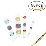 ounona 50個はんだSealワイヤコネクタはんだシール熱収縮Buttコネクタ端子電気銅