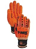 Magid Glove and Safety T-REX TRX550S for Oil & Gas Drilling Impact Gloves HPPE, Orange, Cut Protecti