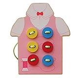 Sannysis子供ボード木製おもちゃ幼児用Sew Onボタン早期教育Teaching Aids 11*13cm ピンク