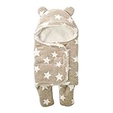 おくるみ ベビー 赤ちゃん用 足つき 秋冬 厚手 ふわふわ 肌触りいい 暖かい フード付き 寝具　寝袋 スリーパー 0-1歳 新生児 幼児用 バスローブ 星柄 カジュアル おしゃれ 65X75cm 持