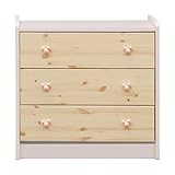 アルファタカバ ディズニー家具シリーズ 80cm幅3段ベビーチェストクフモ パステルピンク同色