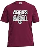 NCAAテキサスA & M Aggies Baseball Bats半袖快適カラーTシャツ、スモール、aggiewine