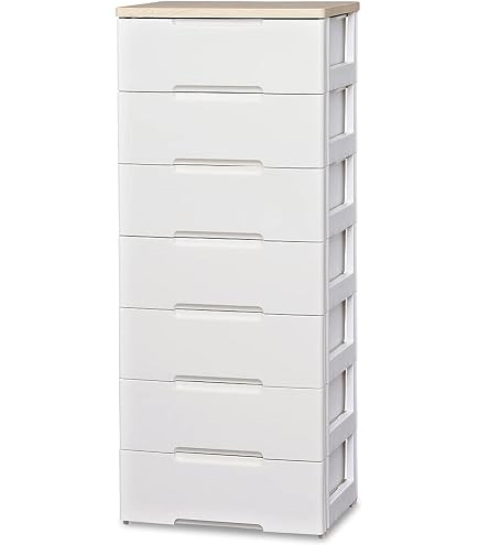 Amazon｜チェスト ラクラク引出し 木天板 7段 幅56×奥行41.5×高さ138cm