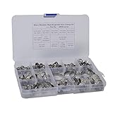 Non-brand 90pcsステンレススチールシングルイヤープラス油圧燃料ホースクランプ5.3mm-6.5mm〜19.4mm-22.6mm