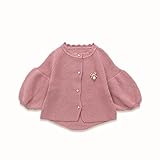 Pojour ベビー服 子供服 女の子ニットカーディガンセーター 冬 防寒 かわいい無地トップス おしゃれ 暖かい 厚手 綿 ベビールームウェア 普段着 カジュアル 旅行 記念日 プレゼント 丸首 ピ