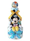 おむつケーキ ディズニー ミッキーマウス 新生児あったか肌着セット＆ベビーグッズ付き 3段 (パンパースSサイズ(28枚入り))