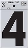 Hy-Ko RV-50/4 Vinyl Self-Stick Reflective with Number 4, 3", Black [並行輸入品]