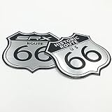 fogman エンブレム ルート66 ステッカー 車 バイク アルミ製 レトロ デカール Route66 グッズ 2個セット