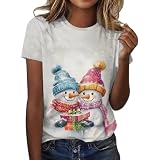 [Joielmal] クリスマス tシャツ レディース クリスマス 仮装 衣装 サンタ柄 かわいい トップス 可愛い サンタ プリント コスチューム コスプレ おもしろtシャツ 大人 総柄 カットソー 人気 雰囲気 半袖 Vネック 夏服 カジュアル 面白い(ホワイト/M)