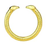 Yemaxコックリング ペニスリング 金属 304ステンレス製蛇頭型の開口設計cock ring アダルトグッズ 男性用 ペニスリングsex toys男性for menペニス リング φ21mmグランスリング防水ペ二スリング温冷プレイ-金色