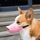 POTATO 犬のマズル 犬用 口輪 可愛アヒル口の形 無駄吠え防止グッズ キズ舐め止め 家具破壊防止 診察ペット用品拾い食いしつけ口輪 犬 コスプレ外出便利(L-体重7.5-12.5ｋｇ,ピンク)