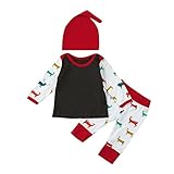 Tovadoo 子供服 ベビー服 男女共用 トップス+ズボン+ハット 秋冬 長袖 鹿柄 カラフル キュート パジャマ 部屋着 保育園