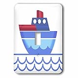 ラス・ビリントン・デザインNurseryデザイン – 航海nursery-ブルーShip withレッドFunnel – 照明スイッチカバー – シングルトグルスイッチ( LSP _ 237126 _