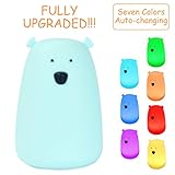 jinsey Bear LED子供夜ライト – 3-modesソフトシリコン赤ちゃんNurseryランプ – 7単一色モードと7-color呼吸ライトモード – USB充電 – Best夜間用Girl