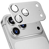 Podick カメラカバー iPhone 17 Pro用 カメラ保護 いPhone 17 Pro 対応 レンズカバー 全面保護 9H強化ガラス アルミ合金 耐衝撃 キズ防止 高透過率 黒縁取り 露出オーバー防止 防滴 防塵 貼り付け簡単 自動吸着 気泡ゼロ アイフォン17 プロ レンズフィルム(シルバー)