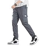 カーゴパンツ メンズ パンツ ロングパンツ カジュアル 作業ボトムス 調整紐 綿 ウェストゴム おしゃれ 春夏秋冬 グレー L