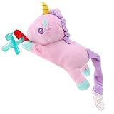 ForeastベビーおしゃぶりホルダーSoft Plush Stuffedピンクユニコーン新生児Toys with Clip forボーイズGirls