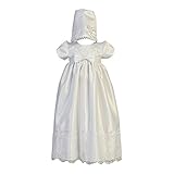 Litoベビー女の子ホワイトサテン刺繍レースリボン洗礼式ガウン0 – 18 M カラー: ホワイト