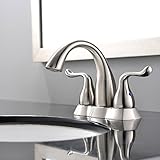 Ufaucet Modern Brushed Nickel Stainless Steel Centerset Lavatory 2 Handle Bathroom Faucet,Brushed Ni