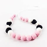 美しい　ママ授乳ネックレス　シリコン　歯固めジュエリー ソフト　チュアブル　赤ちゃんのおもちゃ[BPAフリー][FDA認可済] 安全 無味　ピンク