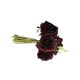 Lovoski 3色選べる　 結婚式　装飾　10ヘッド　造花　 シルク　花嫁花束　ローズ 紫陽花 ブライダルフラワー ウェディングブーケ　 - ワインレッド