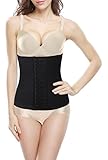 iLoveSIA (アイラブシア) レディーズ 天然ラテックス ダイエット用 コルセット 金属ボーン 背筋をサポートする 黒 M「S実物サイズタグ」