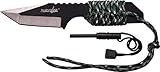 Survivor HK-106320DG Fixed Blade Outdoor Knife, Black Tanto Blade, 2-Tone Green Cord-Wrapped Handle,