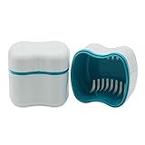 genmine入れ歯Bath Case With Strainer False Teethストレージボックス蓋RinsingバスケットSoakingコンテナ