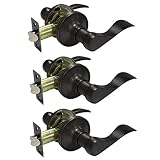 Probrico PassageキーレスドアロックセットハンドルオイルはブロンズLocksets 3パック Door Lever-Style 12061 DL12061ORBPS-US3Pack