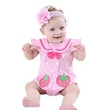 toshibon Girls Bodysuits withヘアバンドセット0 – 2歳の赤ちゃん用夏ロンパース カラー: ピンク