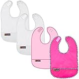 Kushies Taffeta Waterproof Bib - Pink/White - Girl - 4 ct by Kushies