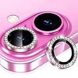 KeeFos カメラレンズフィルム iPhone 16/iPhone 16 Plus 対応 レンズカバー カメラフ カメラ保護ガラスフィルム カメラレンズ保護カバー 9H強化ガラス 全面保護 露出オーバー防止 アルミ合金製 キラキラ 貼り付け簡単 高透過率 iPhone 16 用/iPhone 16 Plus 用 カメラ保護フィルム (ピンク)