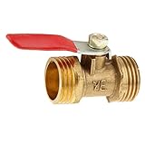 P Prettyia ボールバルブ　真鍮　1/2　オス→メス　直径20ミリメートル　レッドレバー　高品質　使いやすい