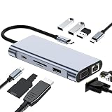 KIMOCA USB C Type-C ハブ アダプタ 10-in-1 10ポット マルチポート87W PD充電 4K HDMI VGA Micro SD/TFカードリーダー 交換アダプタ イーサネット 1000Mbps ドッキングステーション