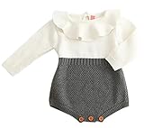 Burning Go ロンパース 女の子 長袖 新生児 ニット セーター フリル襟 カバーオール ベビー服 キッズ おしゃれ 赤ちゃん 幼児 ロンパース 秋冬用 出産祝い 衣装