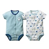 (ニッセン) nissen ベビー 綿１００％ 半袖 前開き ボディスーツ ２枚組 サックス系 身長70cm