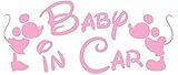 ベイビー イン カー ステッカーbaby in car ミッキー /車用/シール/ Vinyl//ステッカー/mk03(ピンク)