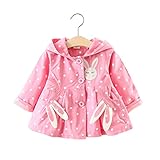 FEVON　コート　ベビー　女の子　トレンチコート　春秋　可愛い　ウサギの耳　フード付き　アウター　ドット柄　子供服　ウインドブレーカー　ガールズ　キッズコート　ジャケット　パーカー　お姫様