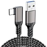 USB Type-C ケーブル L字型 0.5M USB-A to USB-C ケーブル 【10Gbpsデータ転送 3A急速充電】 USB3.2 Gen2標準 QC3.0対応 ナイロン編み MacBook Pro/Air、Galaxy S24、Pixel 10、Xperia等タイプc機種対応