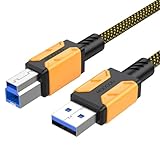 MOGOOD USB 3.0プリンタケーブル、USB A to B 3.0ケーブル超高速データ伝送、ドッキングステーション、外付けハードドライバ、スキャナ、プリンタなどに対応するタイプA to タイプB 3.0 5M/16.5ft