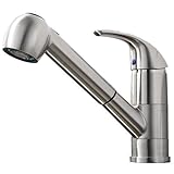 Commercial Stainless Steel Single Handle Pull Out Sprayer Kitchen Sink Faucet, Single Lever Pull Dow