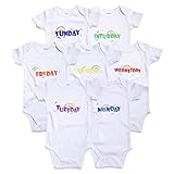 Romperinbox ロンパース 綿100% 男女兼用 ベビー服 ボディスーツ 半袖 72-78cm 7枚セット(9～12ヶ月, ホワイト)